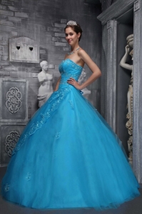 Beaded Appliques Ball Gown Quinceanera Dresses Baby Blue