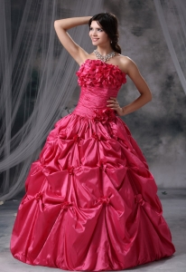 Hand Flowers Pick-ups Ruch Coral Red Military Ball Gowns