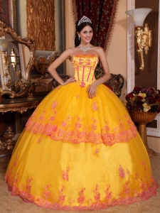 Lace Orange Yellow Quinceanera Dress for Sweet Sixteen