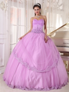 Lavender Appliques Layers Quinceanera Dress Ball Gowns