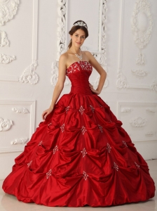 Wine Red Ball Gown Quinceanera Dress for Sweet 16 Appliques