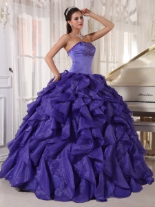 Purple Beading Layered Ruffles Quinceanera Ball Gowns