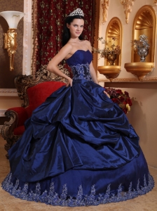 Appliques Ball Gown Royal Blue Quinceanera Dress Sweetheart