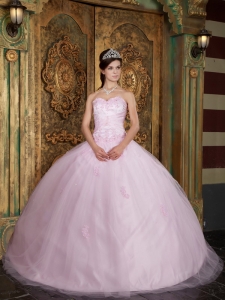 Tulle Baby Pink Quinceanera Dress Sweetheart for Military Ball