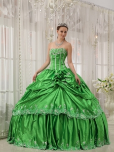 Beading Applique Quince Dress Strapless Taffeta Spring Green