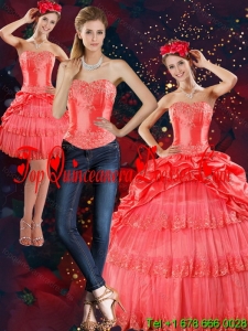 Detachable 2015 Strapless Quinceanera Dresses with Pick Ups and Beading