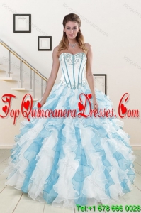 2015 Luxurious Appliques and Ruffles Quince Dresses in Multi Color