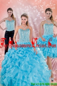 2015 Luxurious Sweetheart Ruffled Quinceanera Dresses in Baby Blue