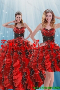 Detachable Multi Color Beading and Ruffles Quince Dresses for 2015