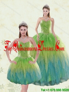 Detachable Multi Color Quinceanera Dresses with Appliques and Ruffles