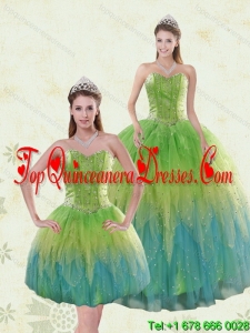 Detachable Multi Color Quinceanera Dresses with Appliques and Ruffles