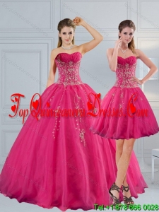 Luxurious Sweetheart Hot Pink Quinceanera Dress with Appliques and Beading