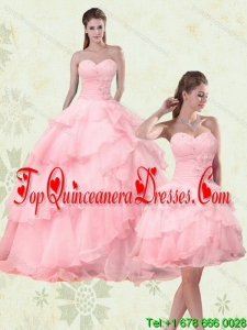 2015 Cute Sweetheart Beading Quinceanera Dresses with Ruffled Layers