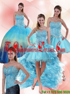 2015 Multi Color Sweetheart Quinceanera Dress with Ruffles and Beading