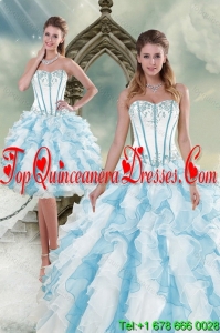 2015 Puffy Appliques and Ruffles Quince Dresses in Multi Color