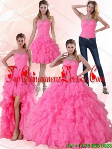 Fashionable Strapless Floor Length Quinceanera Dress with Beading and Ruffles for 2015