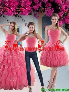 Puffy Paillette Quince Dresses with Strapless for 2015