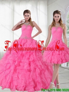 2015 Detachable Strapless Quinceanera Dress with Beading and Ruffles