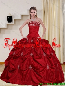 2015 Pretty Strapless Quinceanera Dress with Embroidery and Pick Ups