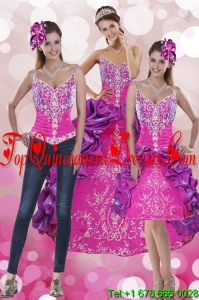 Beautiful Pick Ups and Embroidery Multi Color 2015 Quinceanera Dresses with Sweep Train