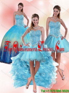 Most Popular Beading Sweetheart Multi Color Quinceanera Dress with Ruffles