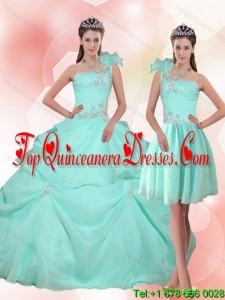 2015 Fashionable Apple Green Quinceanera Dress with Appliques