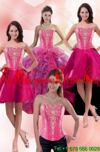 2015 Fashionable Multi Color Sweet 16 Dresses with Appliques and Ruffles