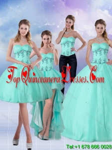 Fashionable Apple Green Sweetheart 2015 Quinceanera Dress with Appliques and Beading