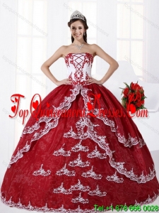 Fashionable Multi Color Strapless Quinceanera Dress with Embroidery