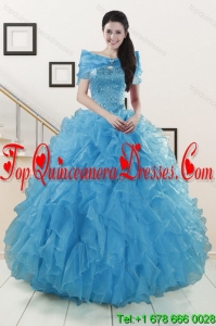 2015 Fashionable Strapless Sweet 15 Dresses with Beading and Ruffles