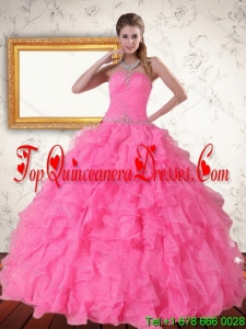 2015 Modern Strapless Quinceanera Dress with Beading and Ruffles