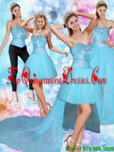 Modern 2015 Sweetheart Baby Blue Quinceanera Dress with Beading