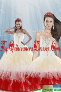2015 Modern Multi-Color Quince Dresses with Beading