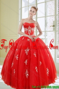 2015 Modern Red Quinceanera Dresses with Appliques