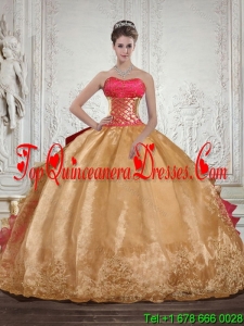 Modest Strapless Multi Color Quinceanera Dress with Beading and Embroidery