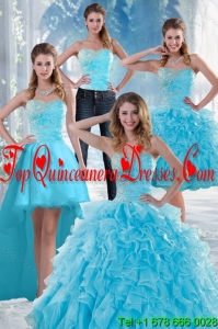 2015 Beautiful Appliques Quince Dresses with Beading and Ruffles