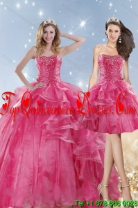 2015 Hot Selling Pink Dresses for Quinceanera with Beading and Ruffles