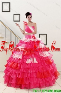 Formal 2015 Ruffled Layers and Beading Multi Color Quinceanera Dresses