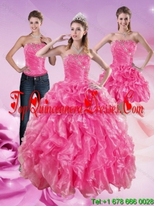 Sophisticated Hot Pink Sweet 16 Dresses with Beading and Ruffles