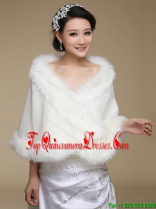 2015 High Quality Front Closure Shawl in White