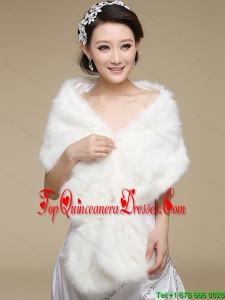 2015 White Faux Fur Wraps with Open Front