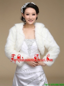 2015 White Rabbit Fur Shawls with Long Sleeves