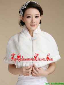 Elegant Faux Fur 2015 Shawl With Button Front Closure