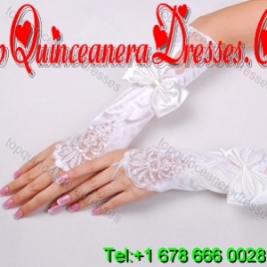 Fancy Satin Fingerless Elbow Length With Lace Bridal Gloves