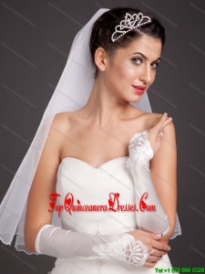 Elegant Satin Fingerless Elbow Length Appliques Bridal Gloves