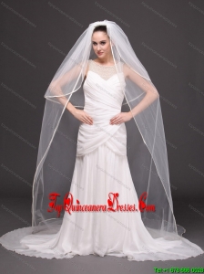 Two-tier Tulle White Chapel-length Bridal Veils