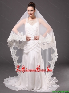 Lace Appliques One-tier Cathedral Tulle Graceful Wedding Veil