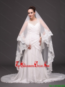 Lace Appliques One-tier Cathedral Tulle Popular Wedding Veil