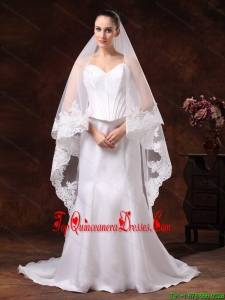 Tulle With Lace Applique Edge Graceful Wedding Veil