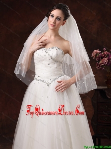 Gorgeous Pearl Trim Edge Tulle Bridal Veil